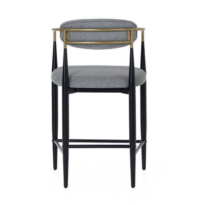 Mid-Century Modern Medium Grey + Gold Arm + Black Counter Chair
