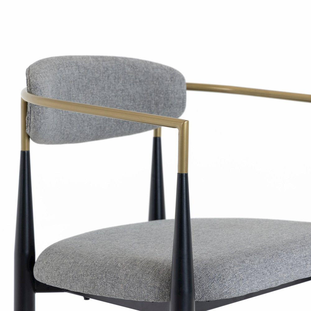 Mid-Century Modern Medium Grey + Gold Arm + Black Counter Chair