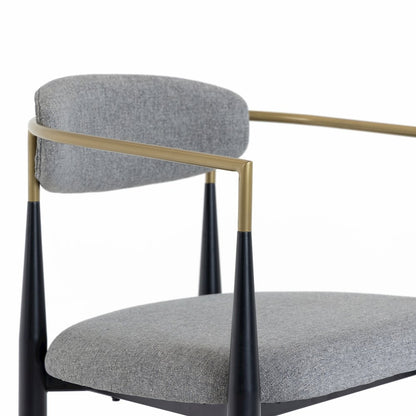 Mid-Century Modern Medium Grey + Gold Arm + Black Counter Chair