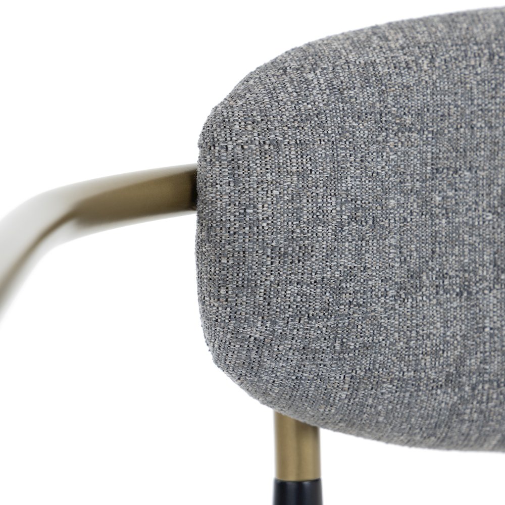 Mid-Century Modern Medium Grey + Gold Arm + Black Counter Chair