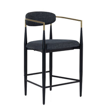 Buchtel - Mid-Century Modern Dark Grey Gold Arm Black Counter Chair