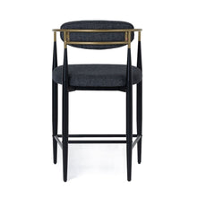 Buchtel - Mid-Century Modern Dark Grey Gold Arm Black Counter Chair