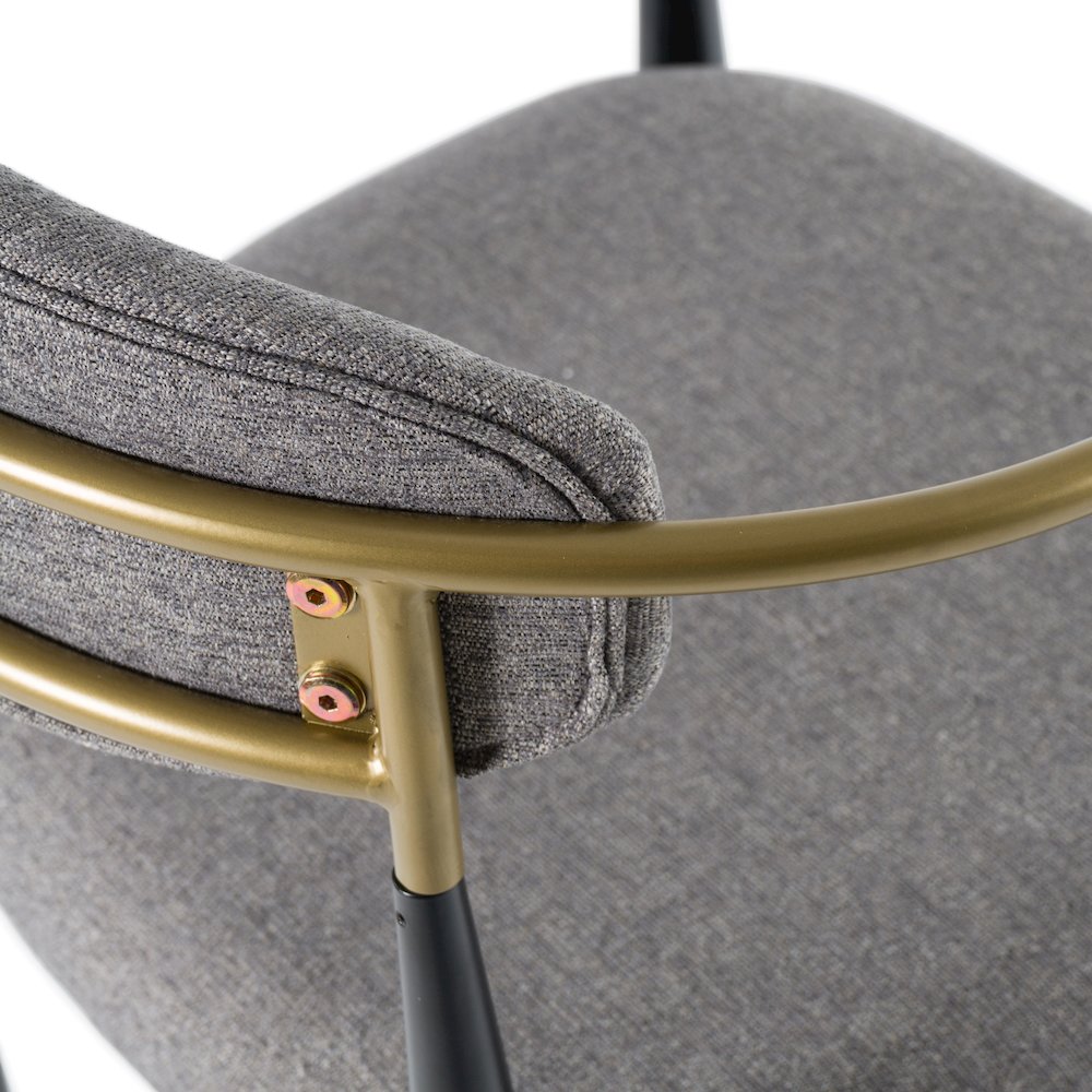 Modrest Buchtel - Mid-Century Modern Medium Grey + Gold Arm + Black Bar Chair