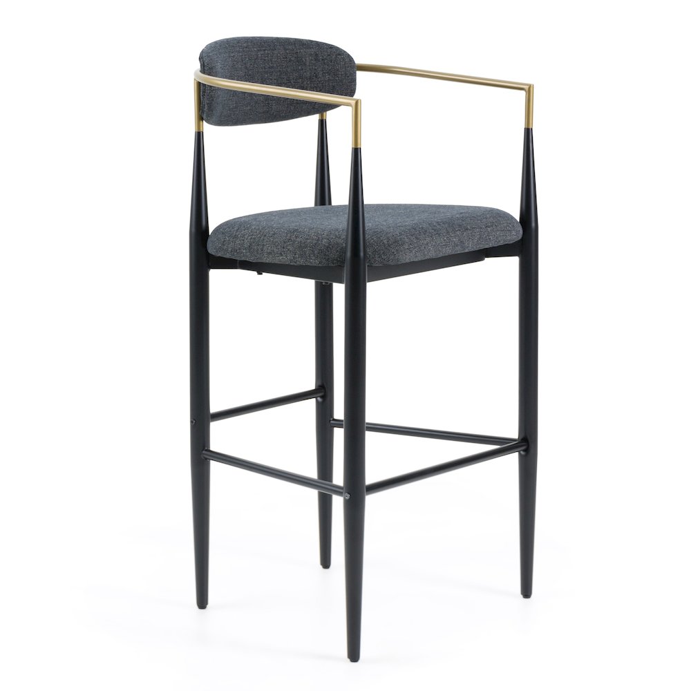 Modrest Buchtel - Mid-Century Modern Dark Grey + Gold Arm + Black Bar Chair