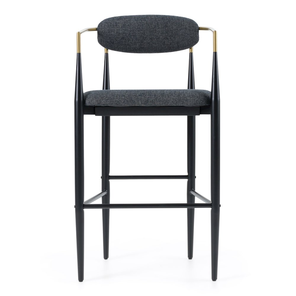 Modrest Buchtel - Mid-Century Modern Dark Grey + Gold Arm + Black Bar Chair