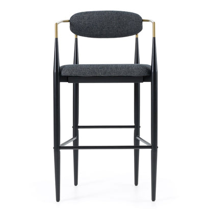 Modrest Buchtel - Mid-Century Modern Dark Grey + Gold Arm + Black Bar Chair