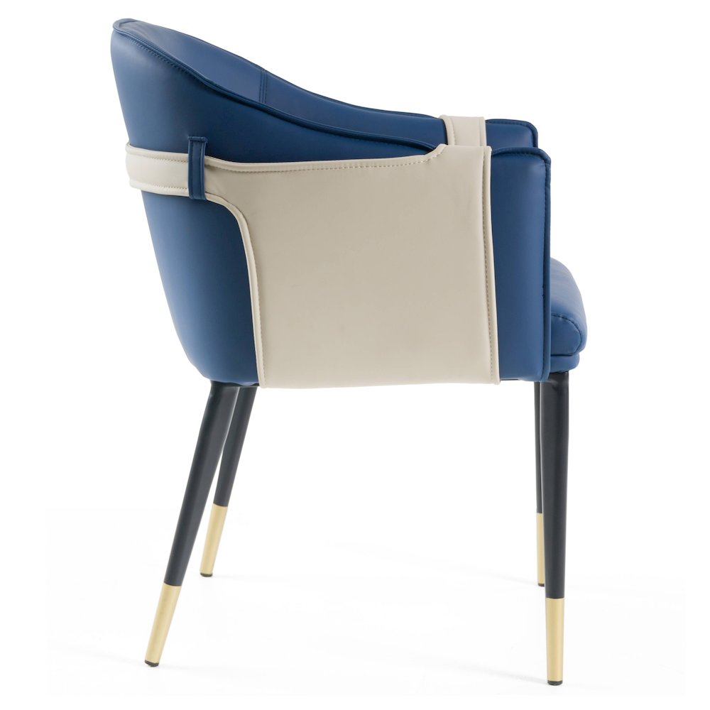 Calderon - Blue and Beige Vegan Leather Dining Chair