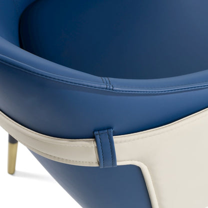 Calderon - Blue and Beige Vegan Leather Dining Chair