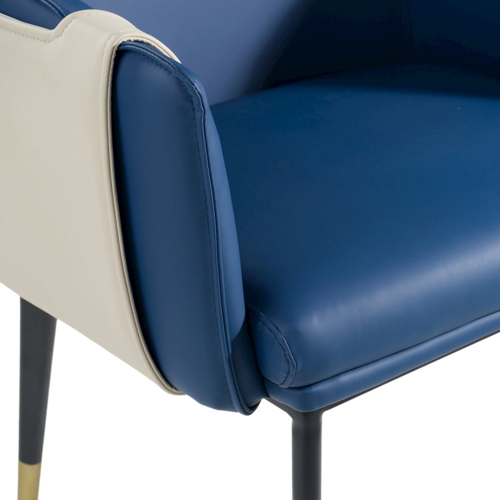 Calderon - Blue and Beige Vegan Leather Dining Chair