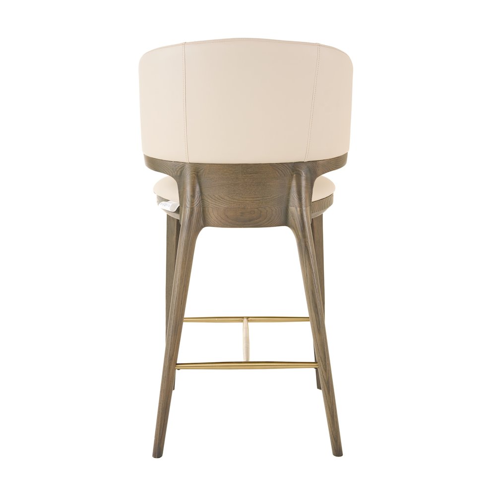 Mid-Century Modern Beige Vegan Leather + Grey Ash Counter Chair