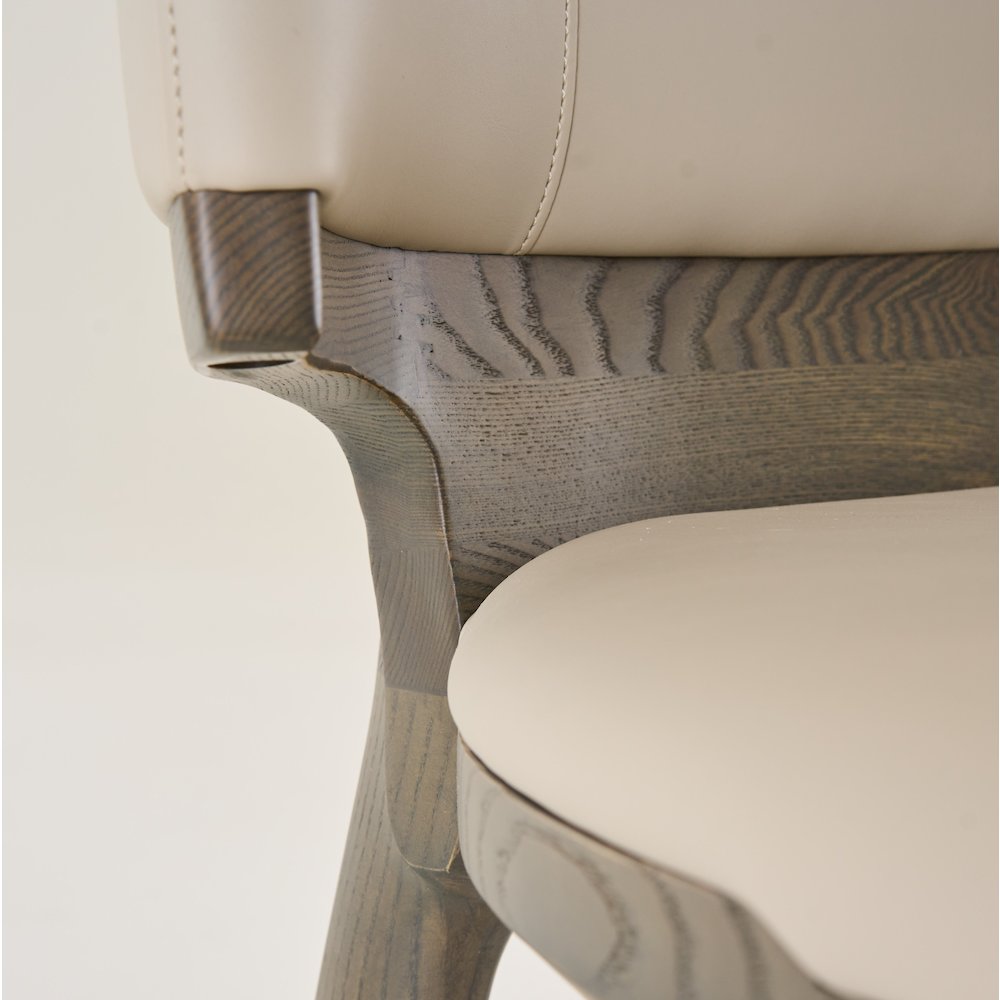 Mid-Century Modern Beige Vegan Leather + Grey Ash Counter Chair