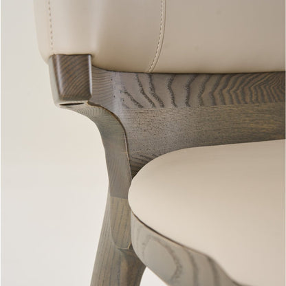 Mid-Century Modern Beige Vegan Leather + Grey Ash Counter Chair