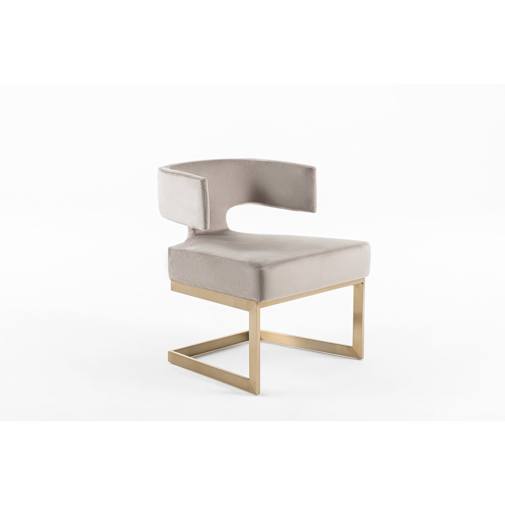 Modrest Calvo Modern Off-White Velvet & Brass Dining Chair