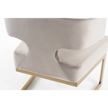 Modrest Calvo Modern Off-White Velvet & Brass Dining Chair