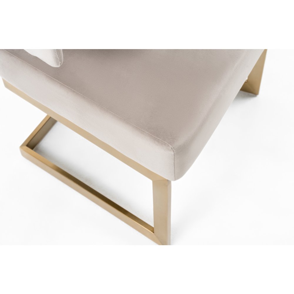 Modrest Calvo Modern Off-White Velvet & Brass Dining Chair