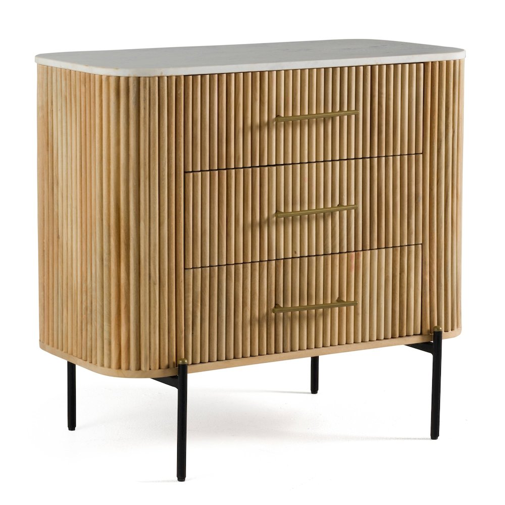 Cambridge White Marble and Mango 3 Drawer Dresser