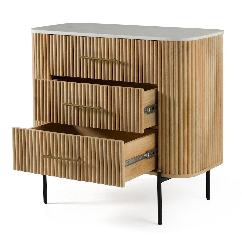 Cambridge White Marble and Mango 3 Drawer Dresser