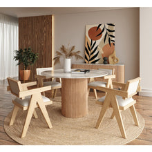 Cambridge White Marble and Mango Round Dining Table