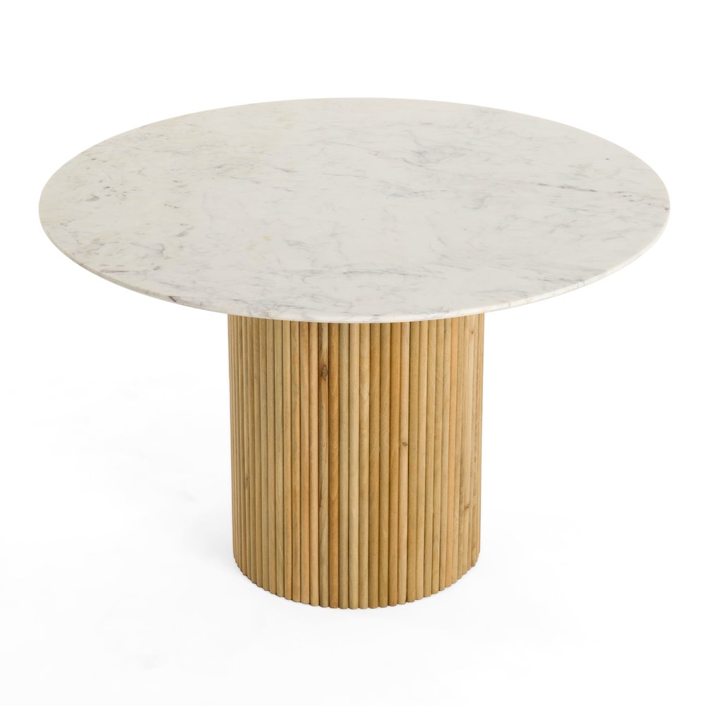 Cambridge White Marble and Mango Round Dining Table