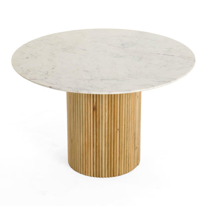 Cambridge White Marble and Mango Round Dining Table