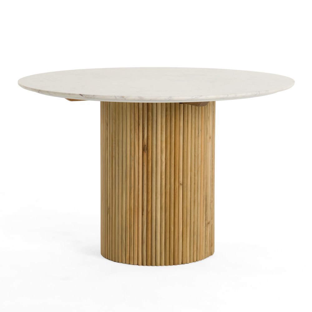 Cambridge White Marble and Mango Round Dining Table