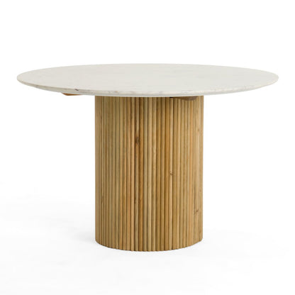 Cambridge White Marble and Mango Round Dining Table