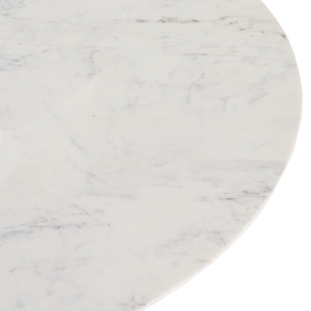 Cambridge White Marble and Mango Round Dining Table