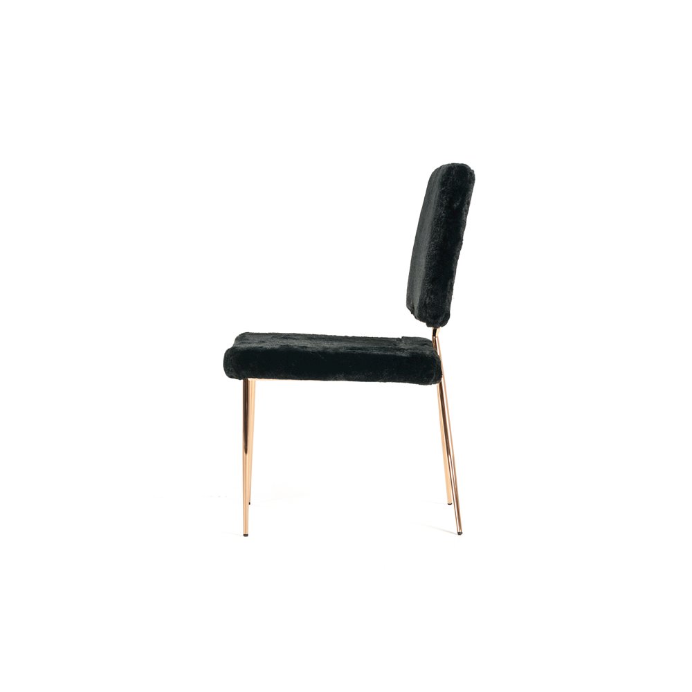 Candace - Modern Black Faux Fur Dining Chair (Set of 2)