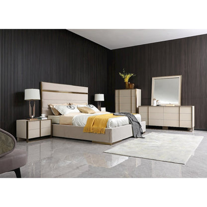Nova Domus Cartier - Modern Beige Shagreen and Brushed Brass Dresser