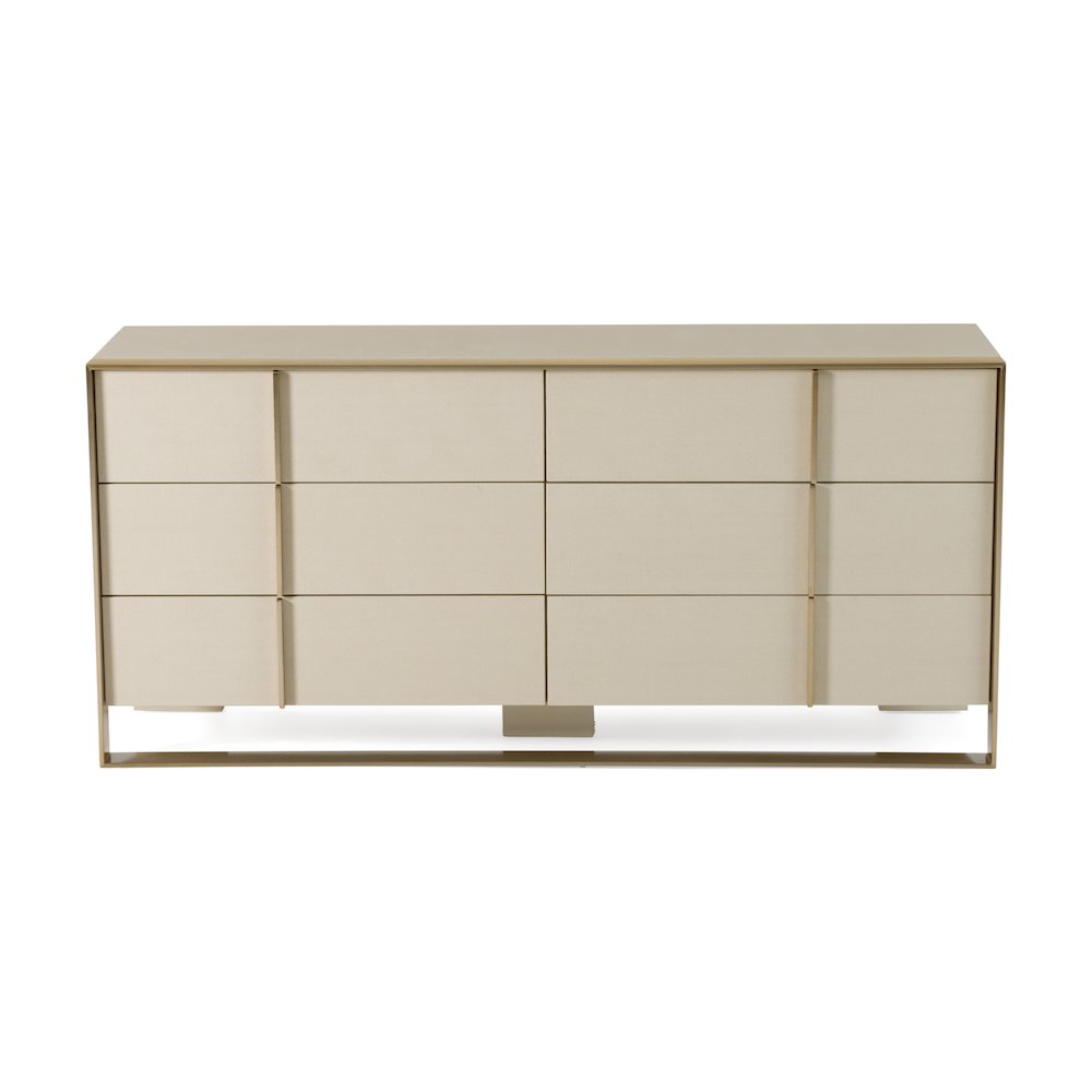Nova Domus Cartier - Modern Beige Shagreen and Brushed Brass Dresser