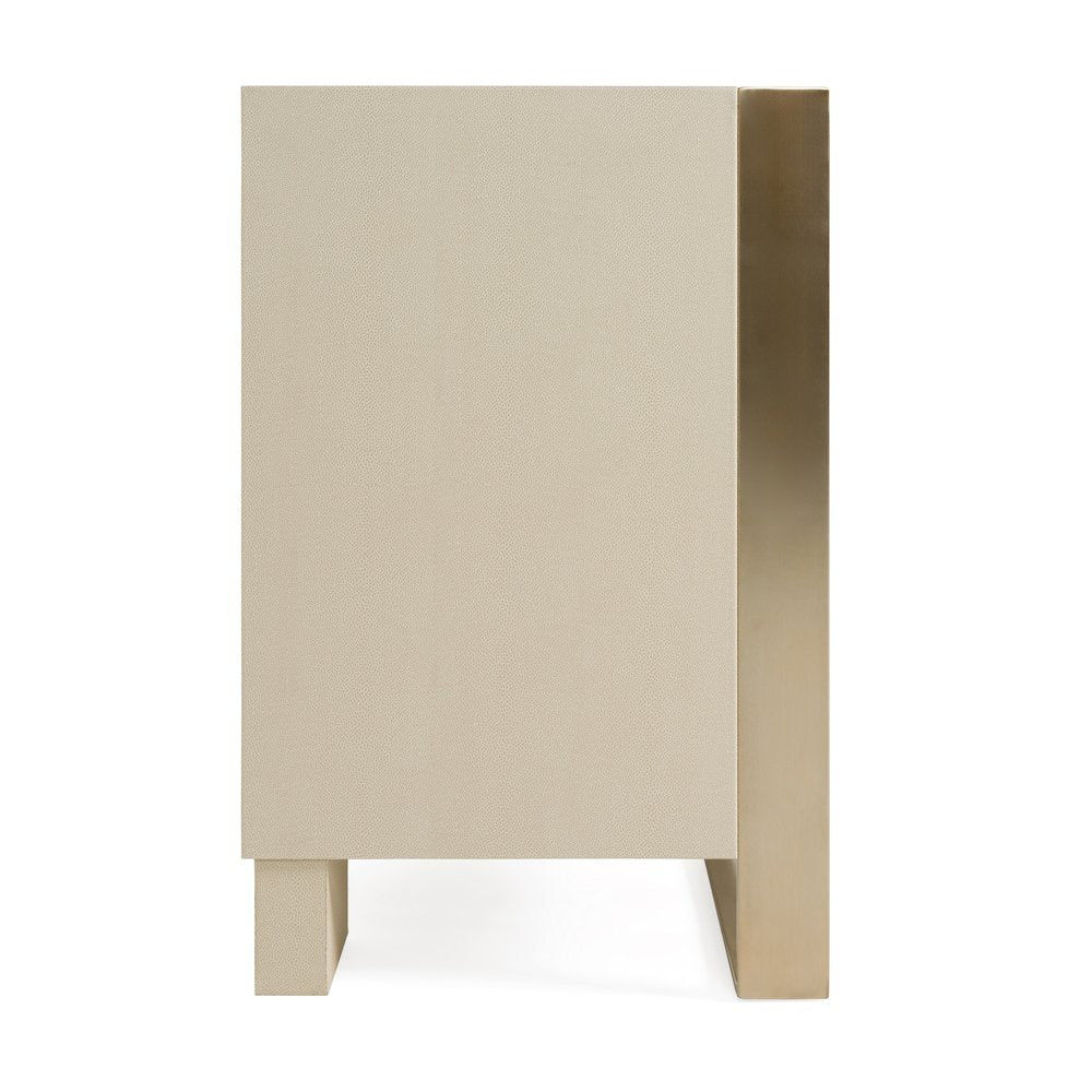 Nova Domus Cartier - Modern Beige Shagreen and Brushed Brass Dresser