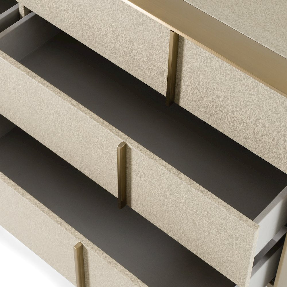 Nova Domus Cartier - Modern Beige Shagreen and Brushed Brass Dresser