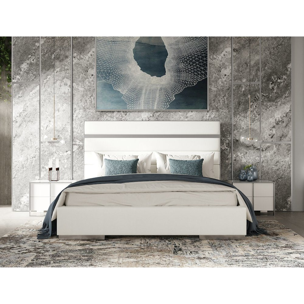 Modrest Cartier - Modern White + Stainless Steel Nightstand