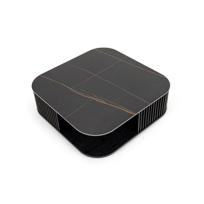 Modrest Chip - Modern Black Ceramic + Black Ash Square Coffee Table