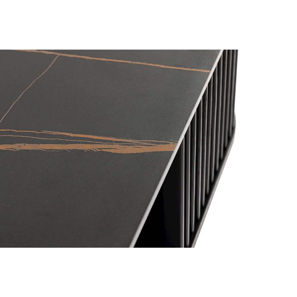 Modrest Chip - Modern Black Ceramic + Black Ash Square Coffee Table