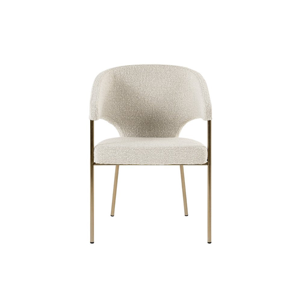 Modrest Claudine - Modern Light Grey Fabric & Antique Brass Dining Chair
