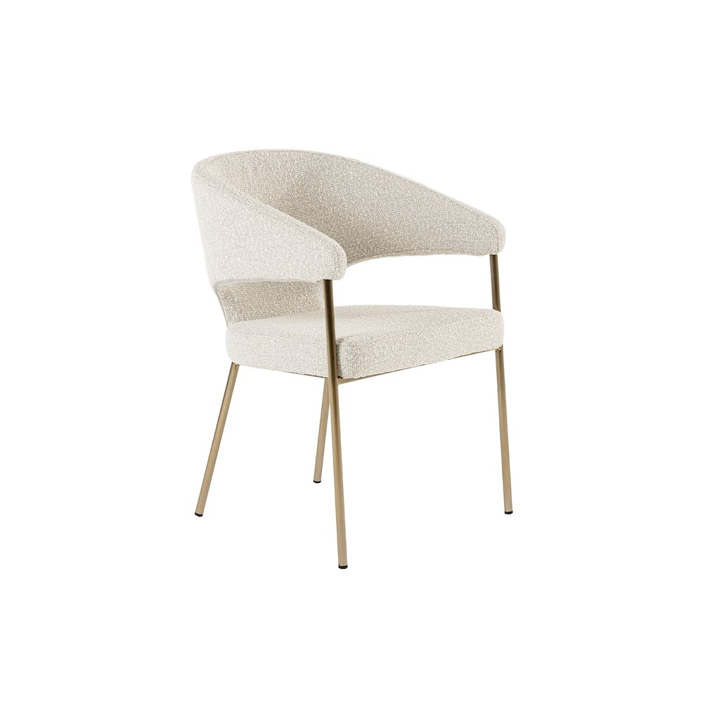 Modrest Claudine - Modern Light Grey Fabric & Antique Brass Dining Chair