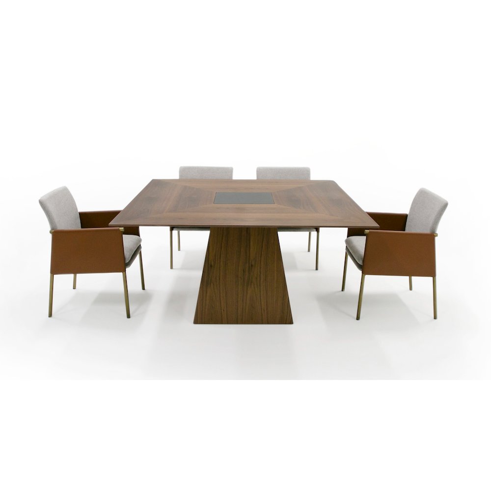 Modrest Cora- Modern Walnut and Black Tempered Glass Dining Table