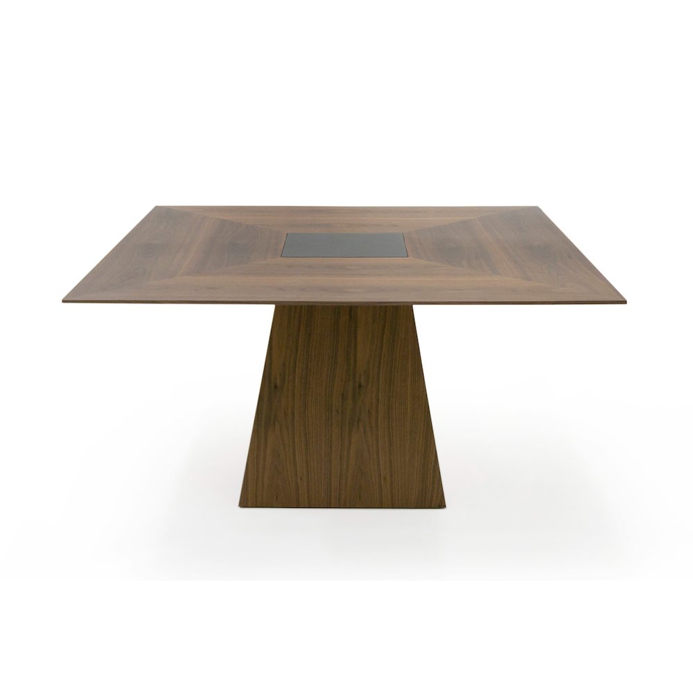 Modrest Cora- Modern Walnut and Black Tempered Glass Dining Table