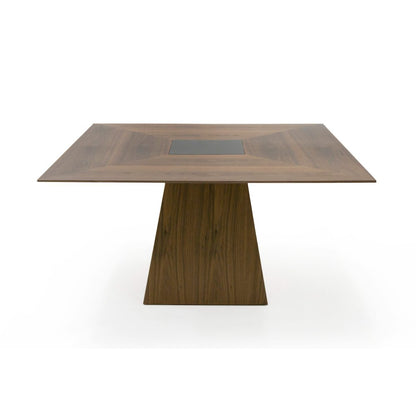 Modrest Cora- Modern Walnut and Black Tempered Glass Dining Table