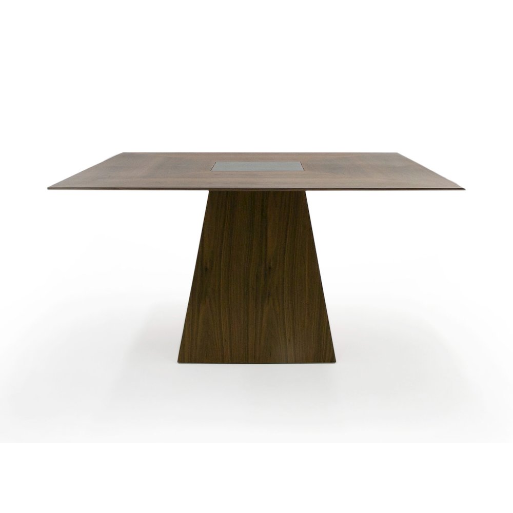 Modrest Cora- Modern Walnut and Black Tempered Glass Dining Table