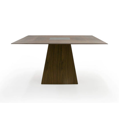 Modrest Cora- Modern Walnut and Black Tempered Glass Dining Table