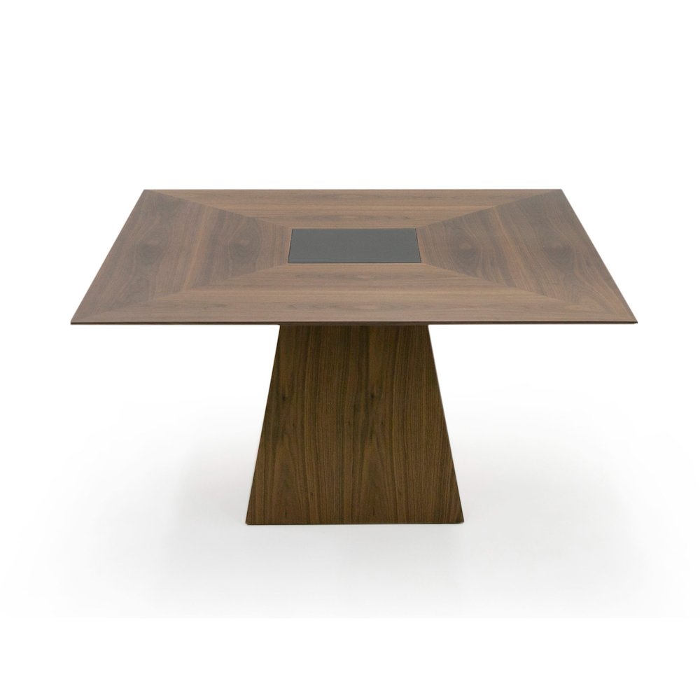 Modrest Cora- Modern Walnut and Black Tempered Glass Dining Table