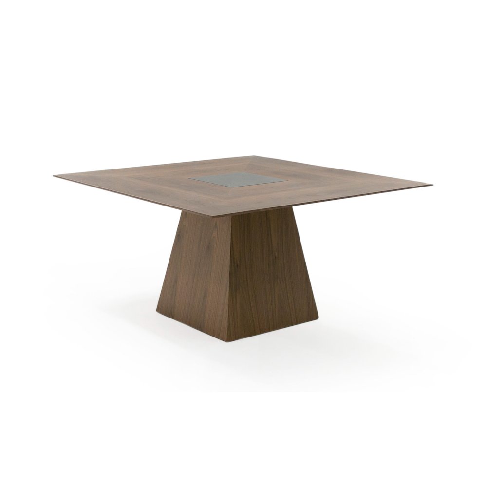 Modrest Cora- Modern Walnut and Black Tempered Glass Dining Table