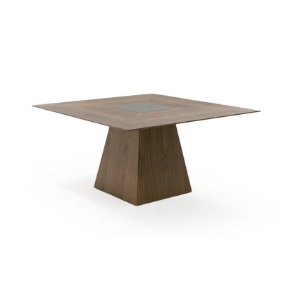 Modrest Cora- Modern Walnut and Black Tempered Glass Dining Table