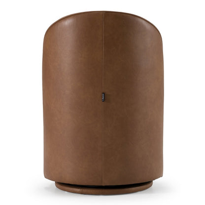 Correa - Modern Brown Vegan Leather Swivel Dining Chair