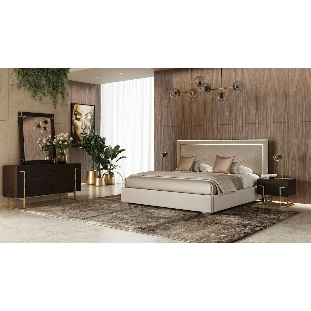 Modrest Moontide - Modern Smoked Ash & Gold Mirror