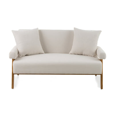 Modrest Cynthia - Modern White Fabric + Wood Loveseat