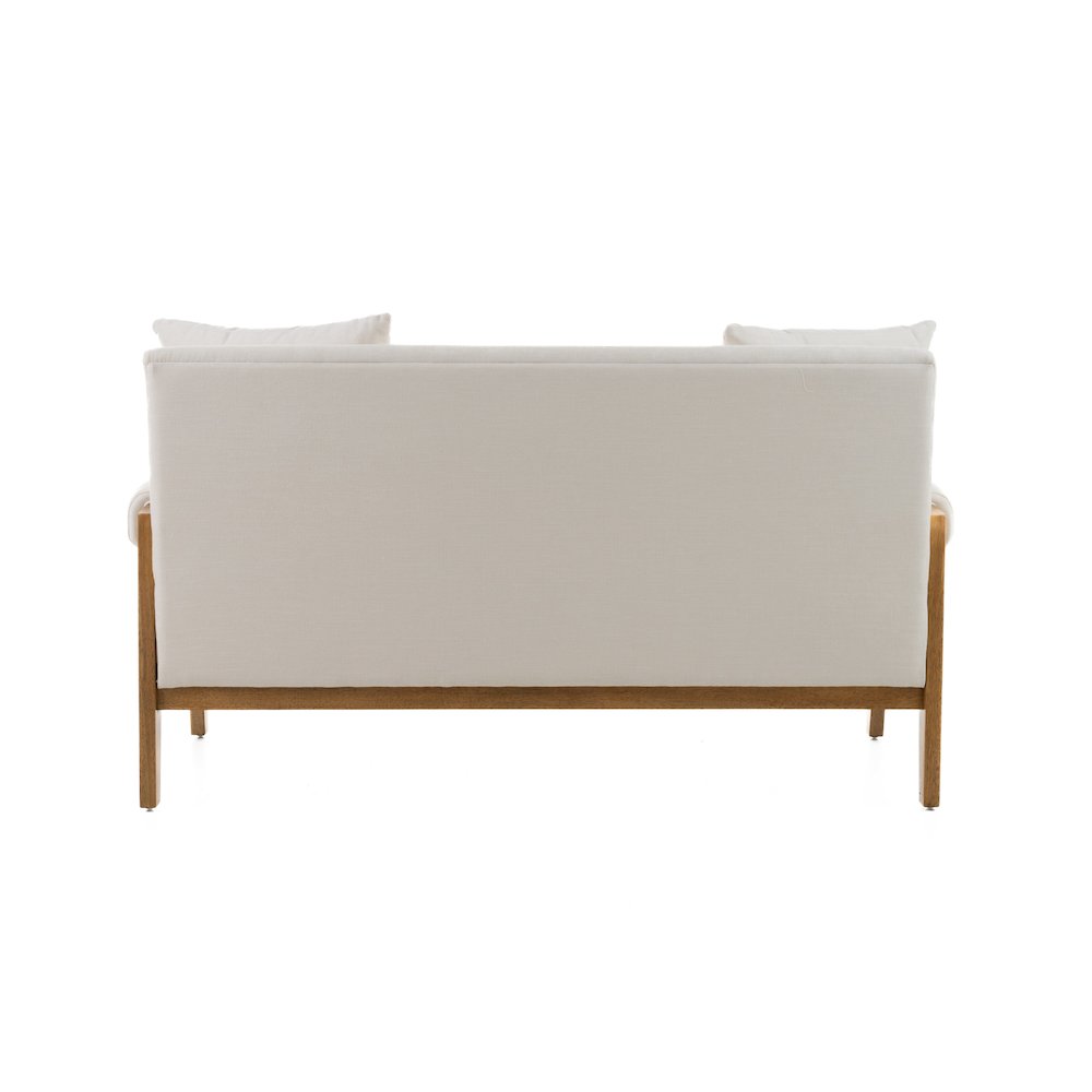 Modrest Cynthia - Modern White Fabric + Wood Loveseat