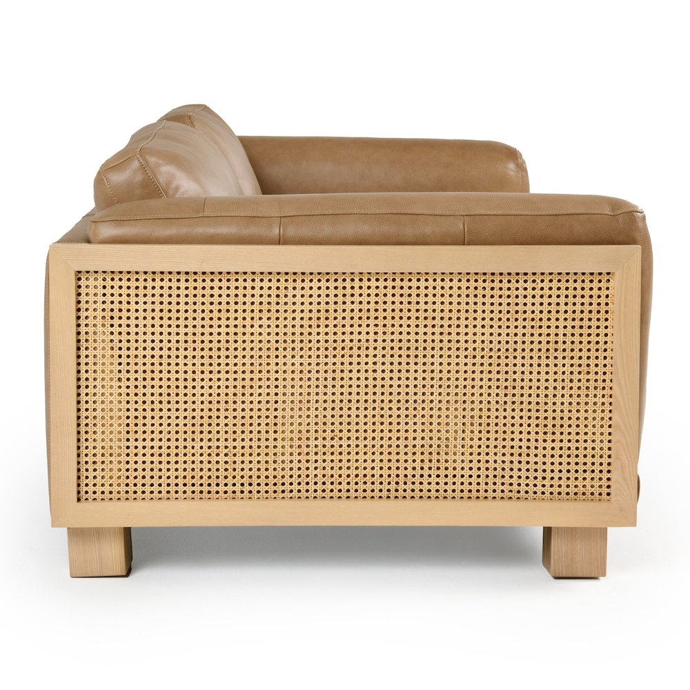 Danson - Modern Tan Leather Wicker Sofa